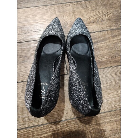 Simply Vera Wang Stevie High Heel Pumps Black Silver 9.5M Stretch Padded SPARKLE - Picture 6 of 10